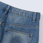Vintage Car Denim Shorts — fabric close-up