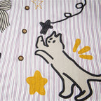 Bow Vintage Cat Graphic Oversized Shirt — fit shot