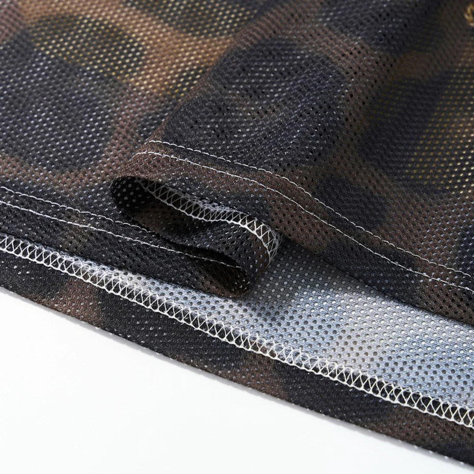 Y2K Leopard Graphic Oversized T-Shirt — fabric close-up