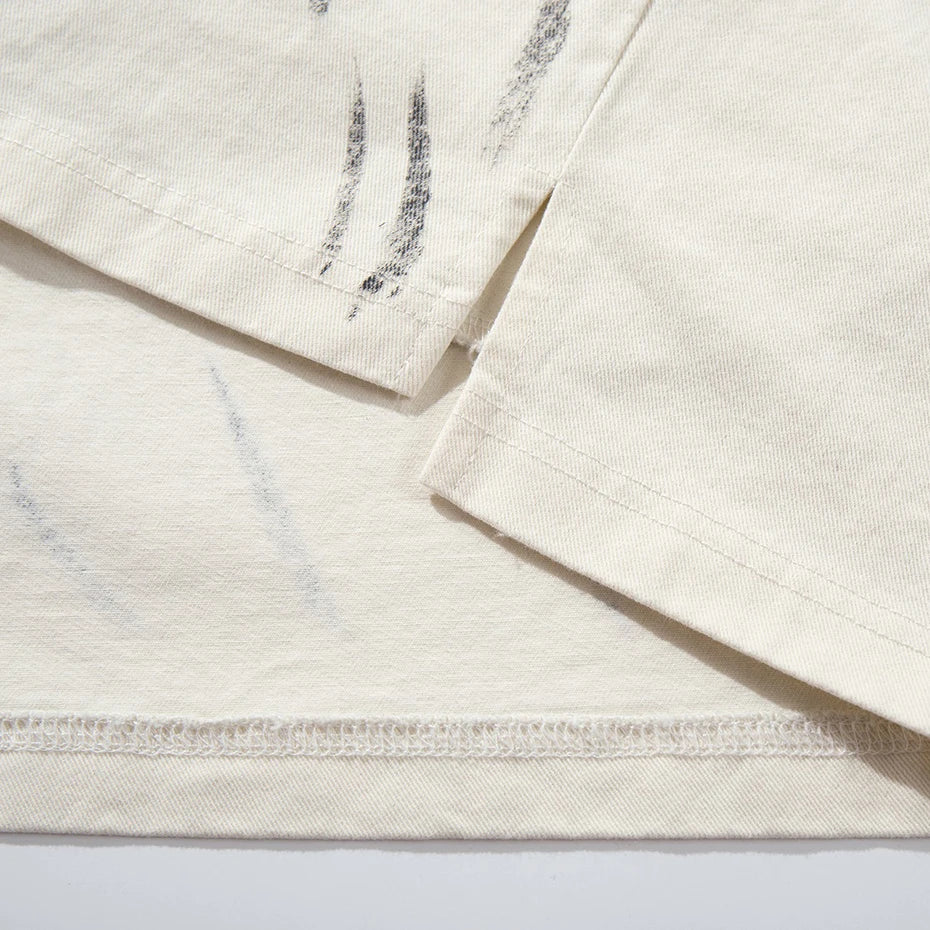 Black Vintage Oversized T-Shirt — fabric close-up