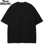 Goth Black Scary Cartoon Faded T-Shirt — detail shot
