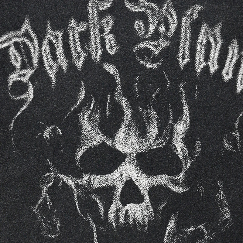 Retro Black Fire Flame Washed T-Shirt — front view
