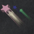 Y2K Black Cartoon Star Washed T-Shirt — back view