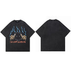 Retro Black Scary Eye Washed T-Shirt — side view