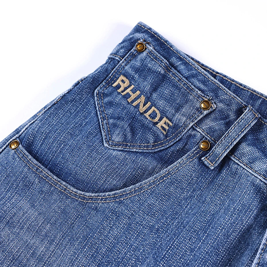 Black Blue Loose Denim Shorts — fit shot