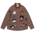 Vintage Plaid Cat Embroidered Shirt — front view