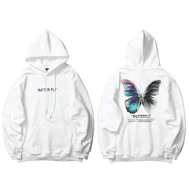 Black Butterfly Fleece Hoodie — fit shot