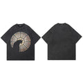 Vintage Black Cat Washed T-Shirt — fabric close-up