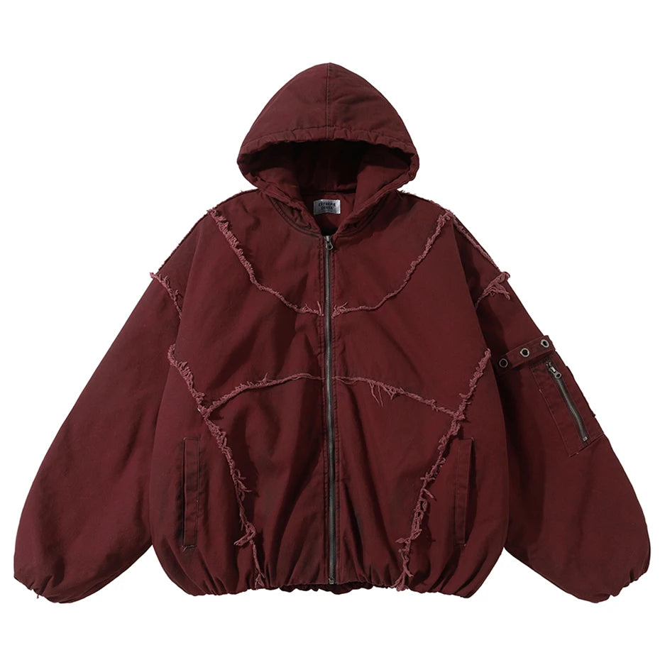 Vintage Hooded Oversized Puffer Jacket — side view