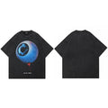 Eye Retro Black Washed T-Shirt — fabric close-up