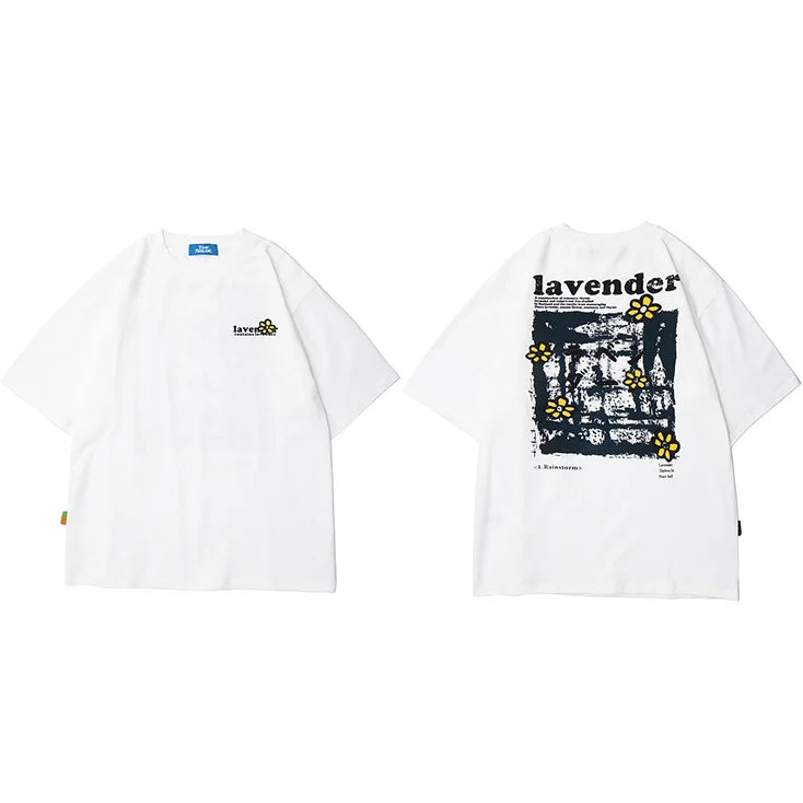 Short Floral Loose T-Shirt — fabric close-up