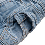 Vintage Blue Ripped Wide Leg Denim Shorts — fit shot