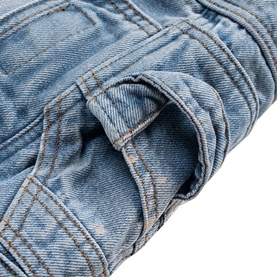 Vintage Blue Ripped Wide Leg Denim Shorts — fit shot
