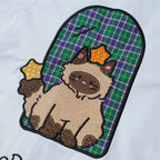 Funny Vintage Cat Embroidered Oversized Shirt — fit shot