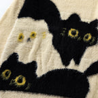 Y2K Cat Knit Oversized Sweater — fit shot