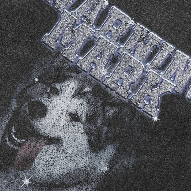 Vintage Retro Black Dog Washed T-Shirt — front view