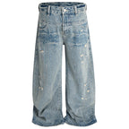 Vintage Blue Ripped Denim Baggy Jeans — styling shot