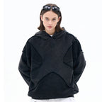 Vintage Patchwork Hoodie — fabric close-up