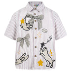Bow Vintage Cat Graphic Oversized Shirt — styling shot