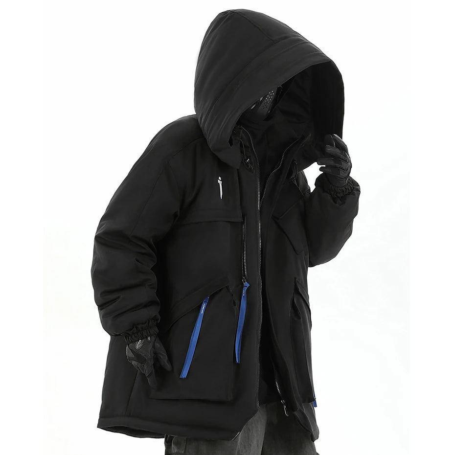 Techwear Hooded Oversized Puffer Jacket — front view