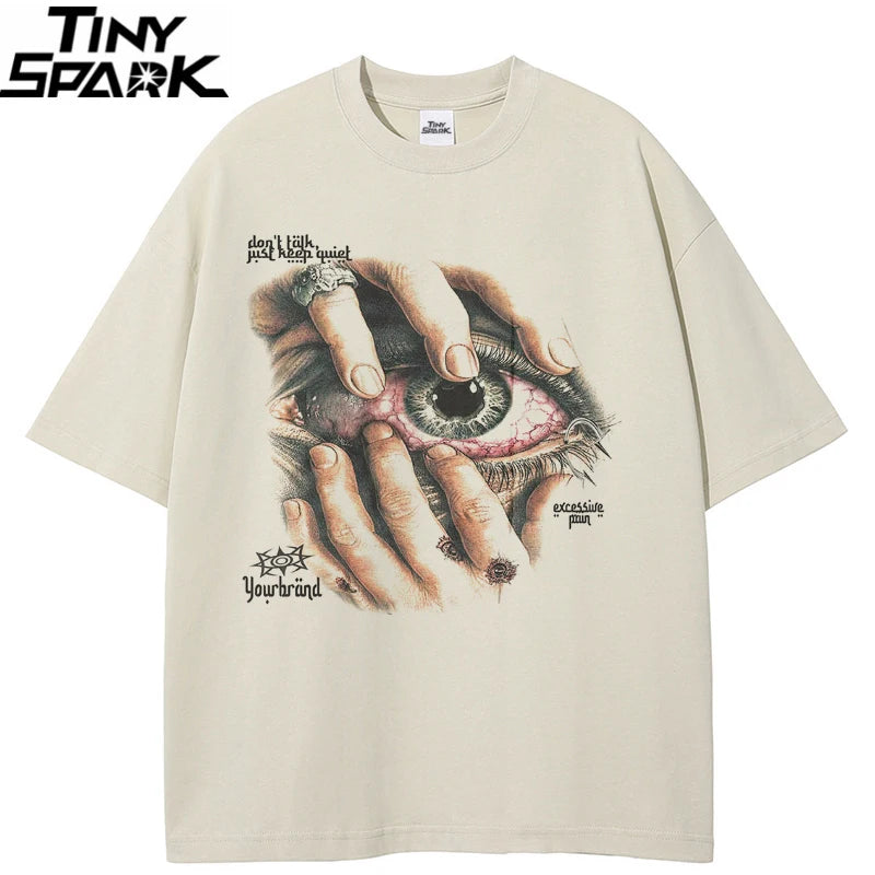 Beige Big Eye Graphic T-Shirt — detail shot