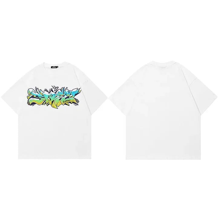 Y2K White Letter Graphic T-Shirt — styling shot