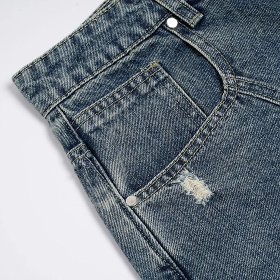 Y2K Blue Denim Wide Leg Jeans — detail shot