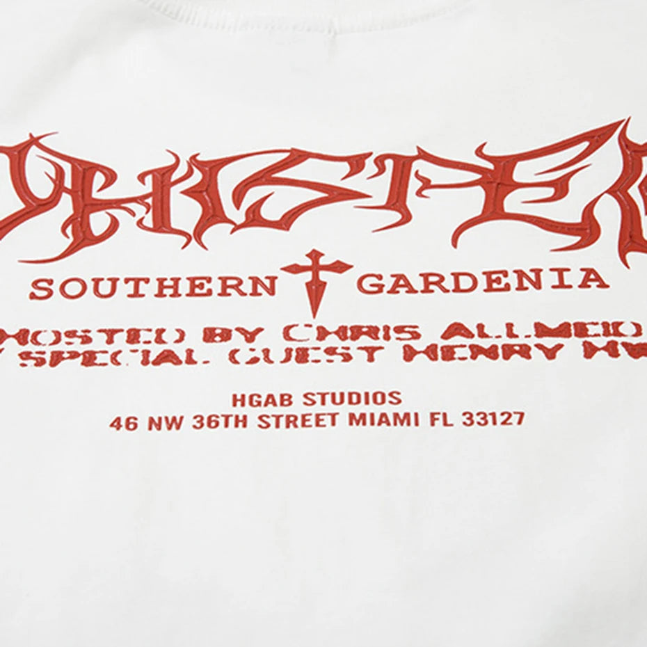 Graphic Printed Oversized T-Shirt — fabric close-up