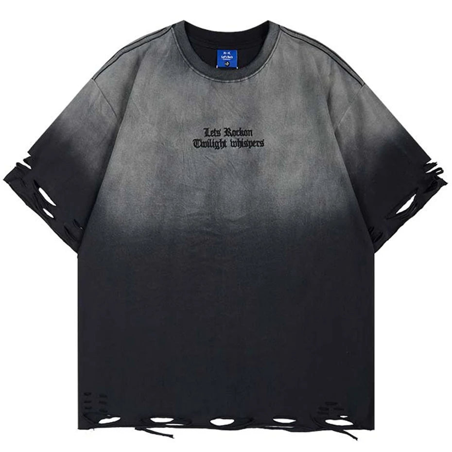 Vintage Letter Ripped Oversized T-Shirt — styling shot