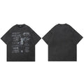 Retro Black Eye Graffiti Washed T-Shirt — fabric close-up