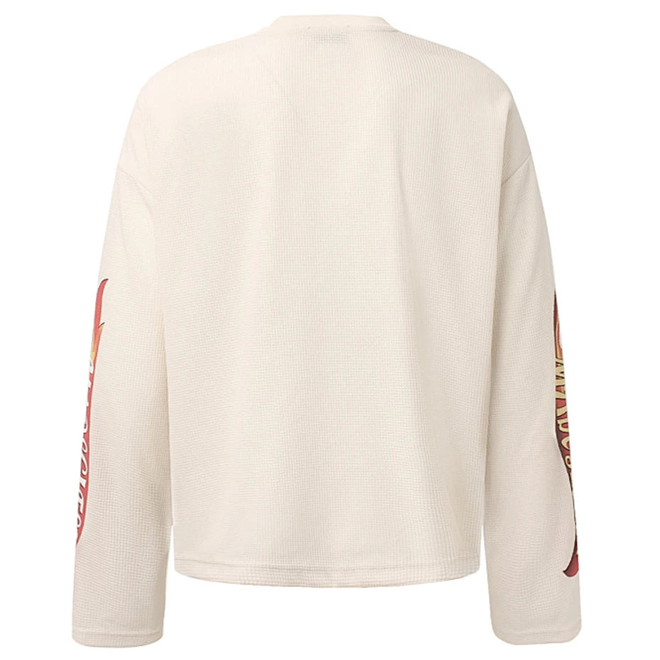 Beige Vintage Oversized Long Sleeve Tee — detail shot