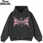 Retro Black Graphic Oversized Hoodie — front view