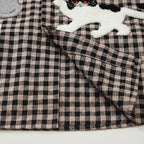 Vintage Plaid Cats Graphic Loose Shirt — fabric close-up