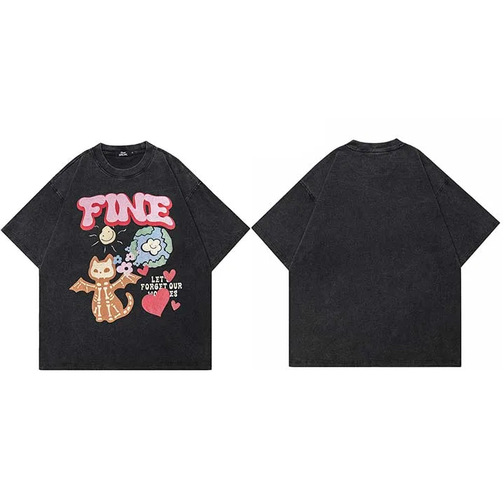 Retro Black Devil Washed T-Shirt — fabric close-up