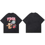 Retro Black Devil Washed T-Shirt — fabric close-up