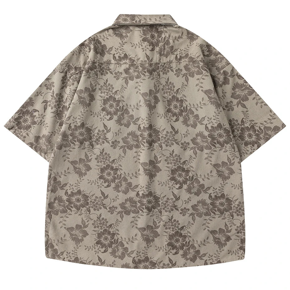 Vintage Flower Graphic Loose Shirt — detail shot