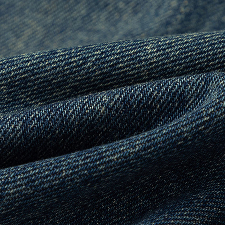 Vintage Blue Denim Wide Leg Jeans — fabric close-up