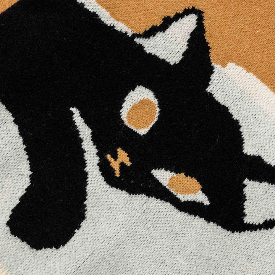 Cat Graphic Knit Oversized Sweater — detail shot