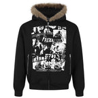 Vintage Zip Fur Oversized Hoodie — front view