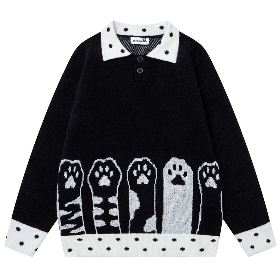 Y2K Graphic Knit Loose Sweater — styling shot