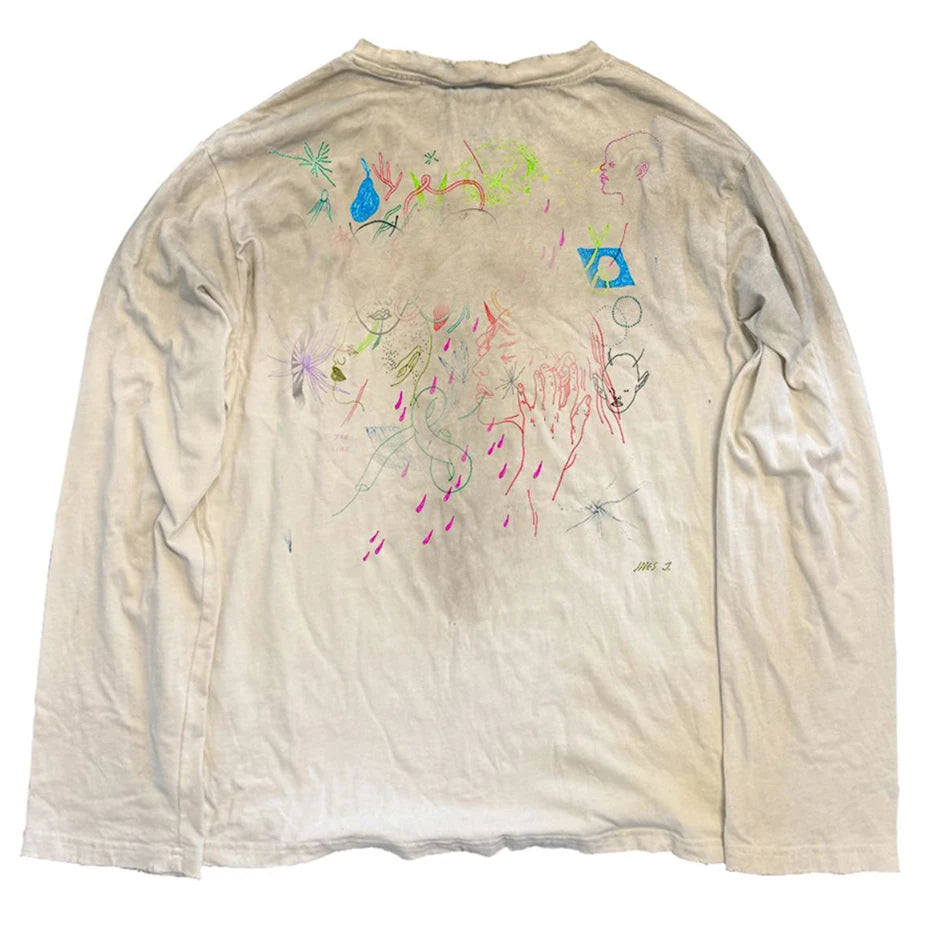 Vintage Graffiti Graphic Oversized Long Sleeve Tee — front view