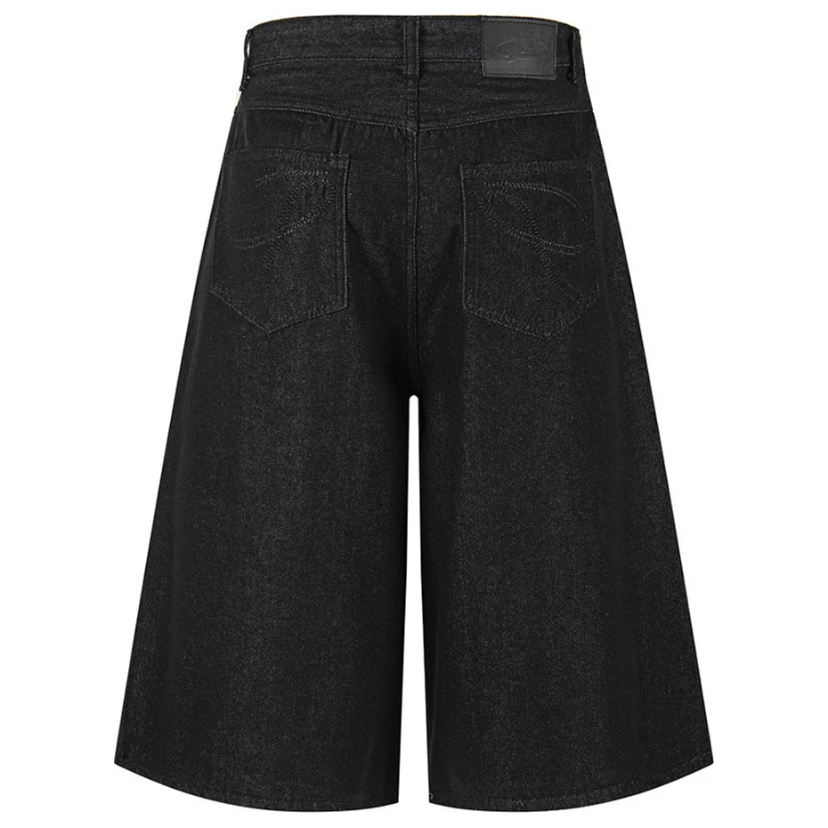 Y2K Wide Leg Denim Shorts — back view