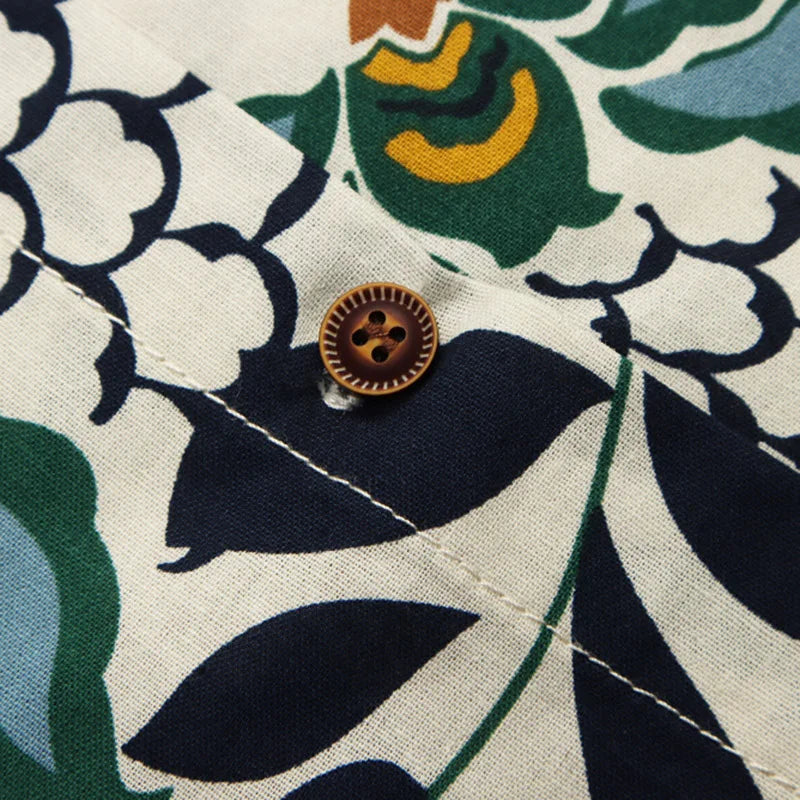Painted Plant Print Hawaiian Shirt — back view