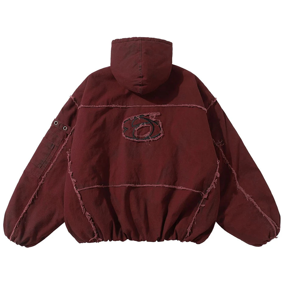 Vintage Hooded Oversized Puffer Jacket — detail shot