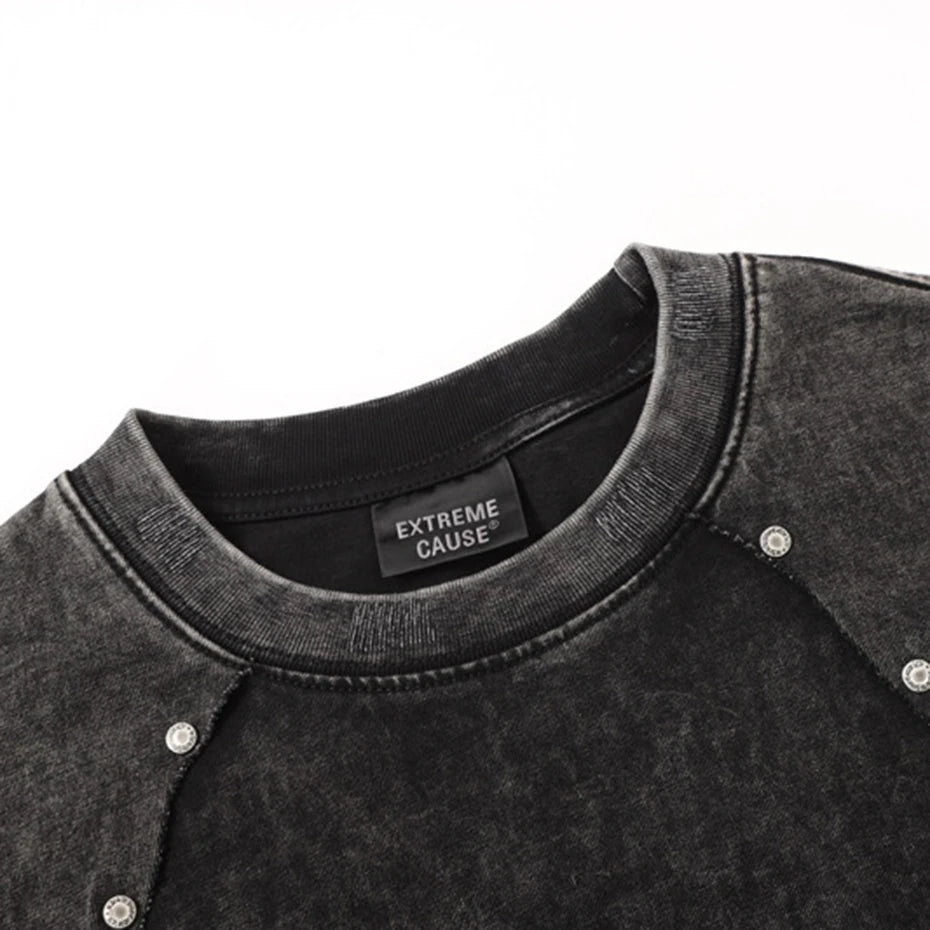Rivet Vintage Patchwork Oversized T-Shirt — fit shot
