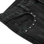 Punk Black Patchwork Denim Jeans — detail shot