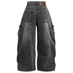 Pocket Vintage Denim Baggy Jeans — front view