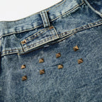 Punk Blue Loose Denim Shorts — back view