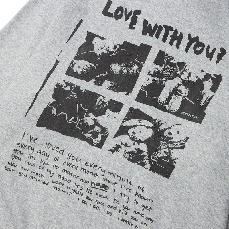 Bear Letter Print Fleece Hoodie — detail shot