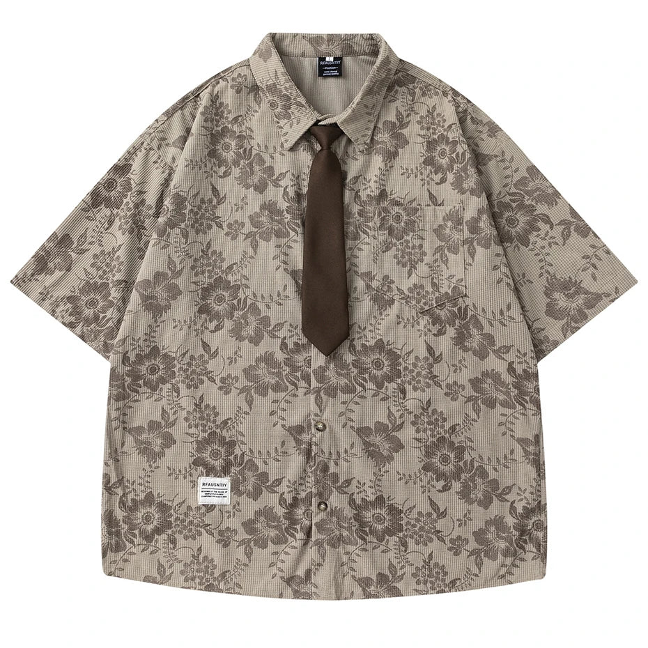 Vintage Flower Graphic Loose Shirt — back view